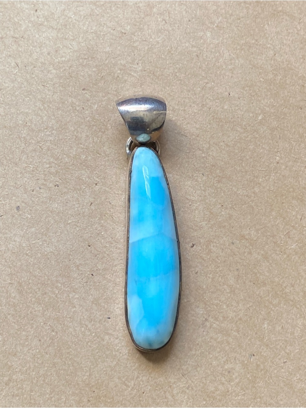 Vintage Sterling Silver natural Larimar Pendant.